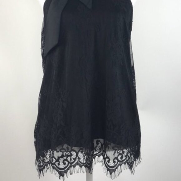 Parker Elegant Black Halter Lace Tank Top - Picture 2 of 8